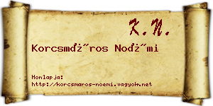 Korcsmáros Noémi névjegykártya